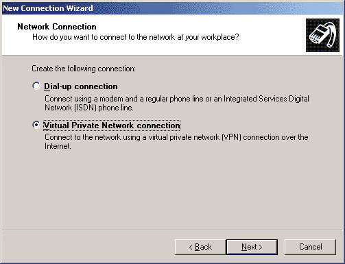 Figure 2: Select the VPN connection option.